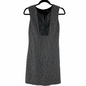 THEORY Houndstooth Leather Trim Sheath Dress 4